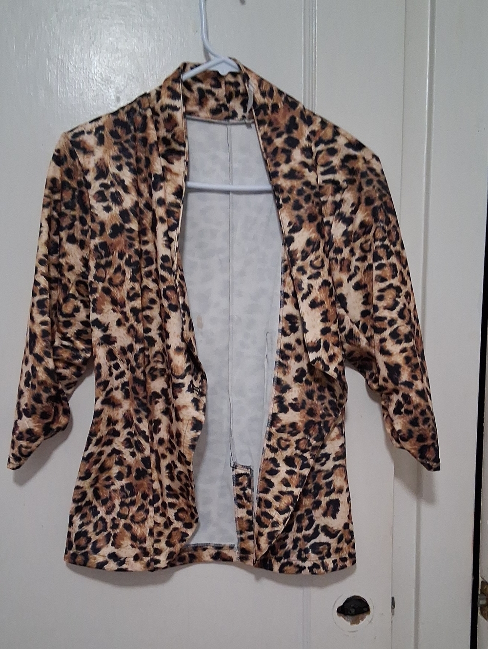 Leopard Print Open-Front Blazer Jacket - Brown/Black